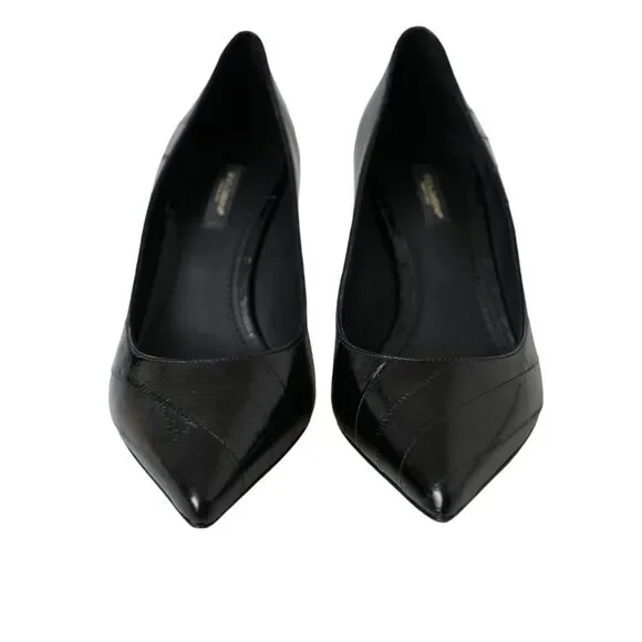 Dolce & Gabbana Black Eel Leather Kitten Heels Pumps Shoes - Picture 2 of 9